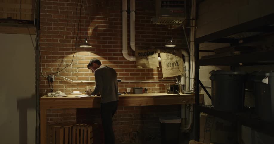 Man working on a workbench