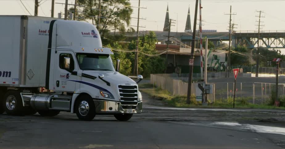 Semi Truck Driving Around City