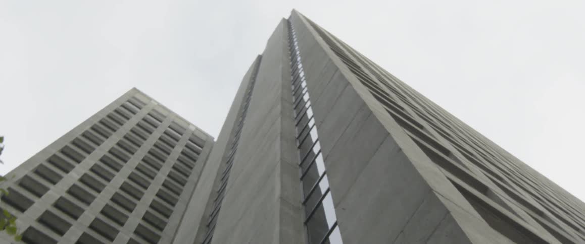 The buildings are tall in the horizon