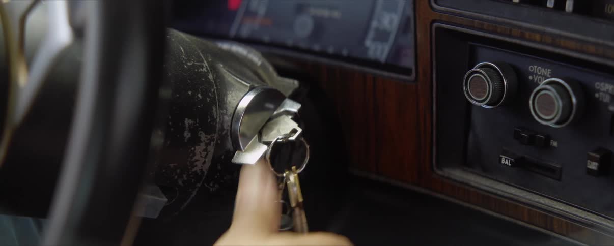 Key in ignition starting Classic Muscle Car