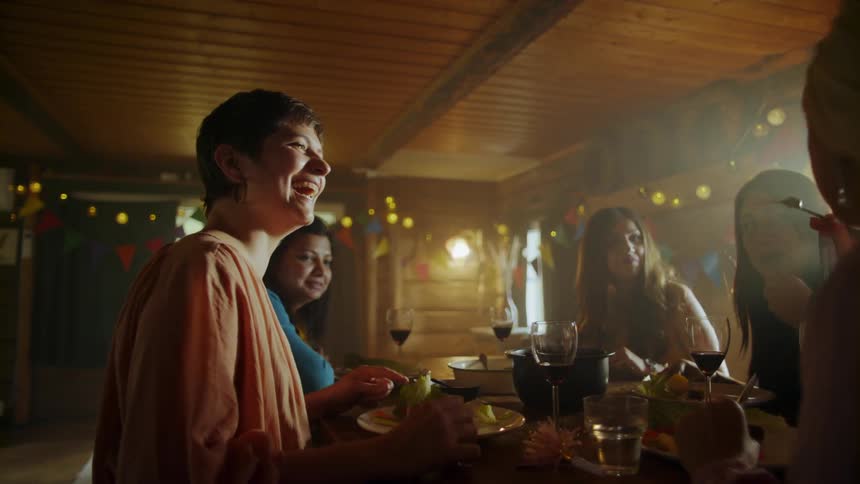 Family And Friends In Dark House