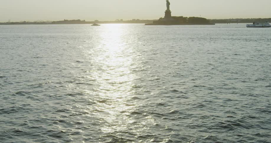 A beautiful water view of our lady liberty