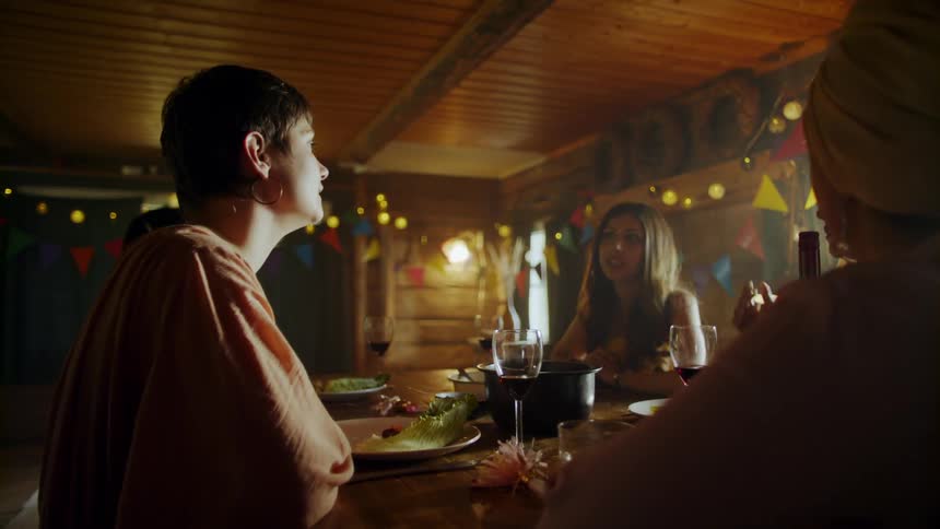 Family And Friends In Dark House