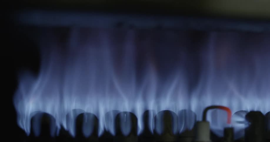Stove fire burning blue