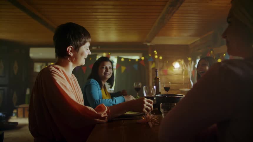Family And Friends In Dark House
