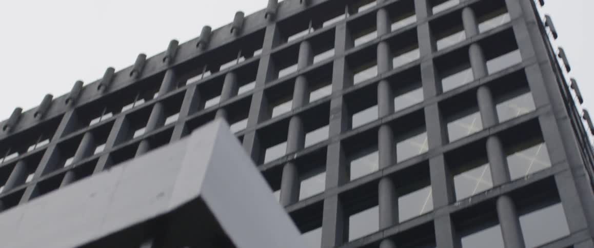 A skyscraper reaches toward the sky