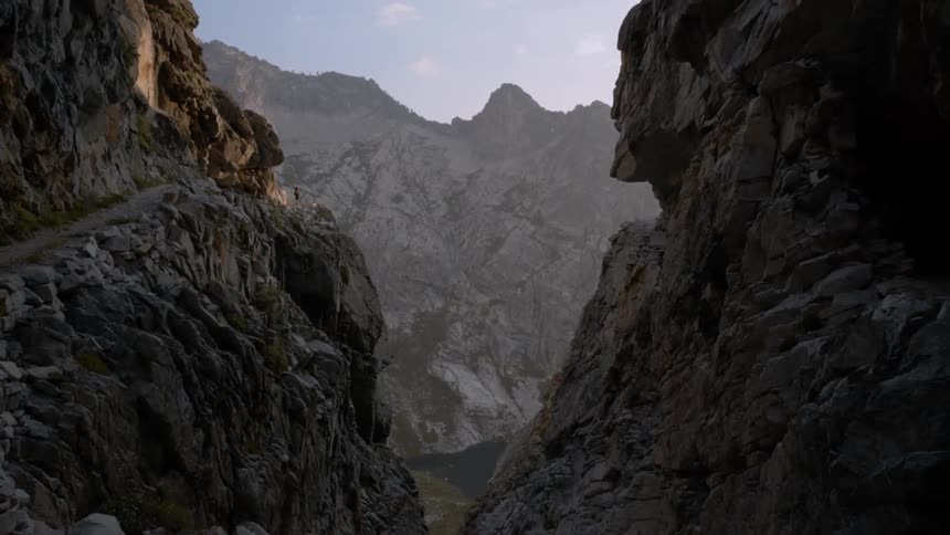 A rocky jagged cliff side