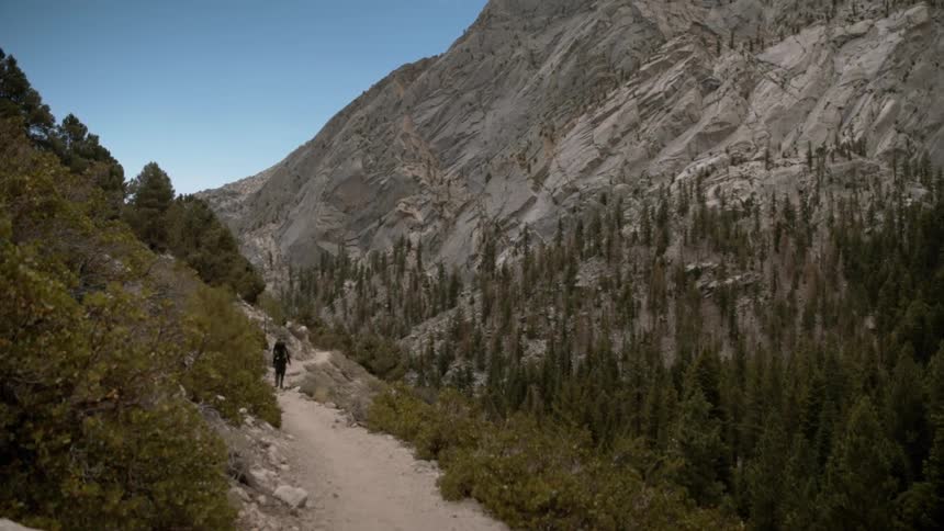 A person walking a dirt trail