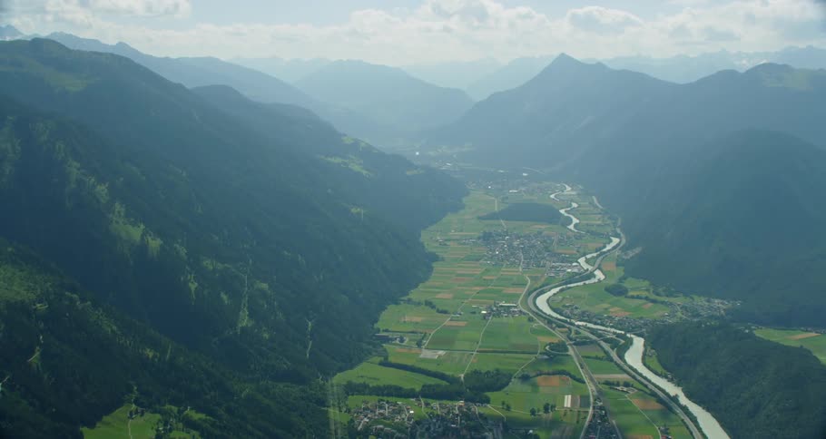 Aerials Of Austrian Alps In Summer