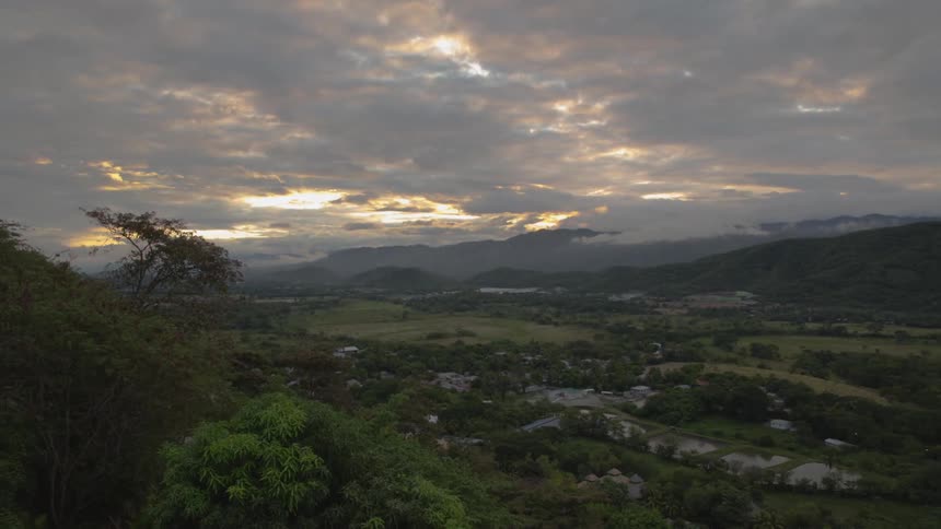 Mountain valley landscape on a cloudy day