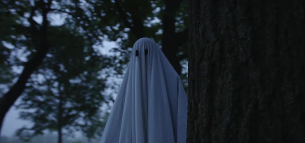 A person disguised as a ghost walking