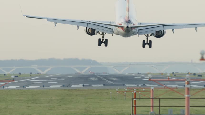A very large airplane coming in for a landing