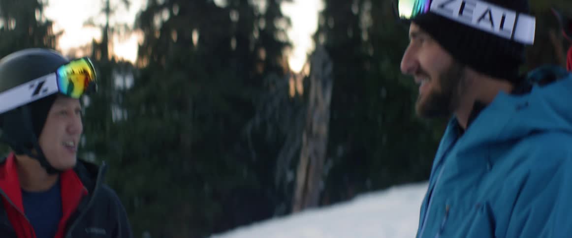 People are laughing in the snow