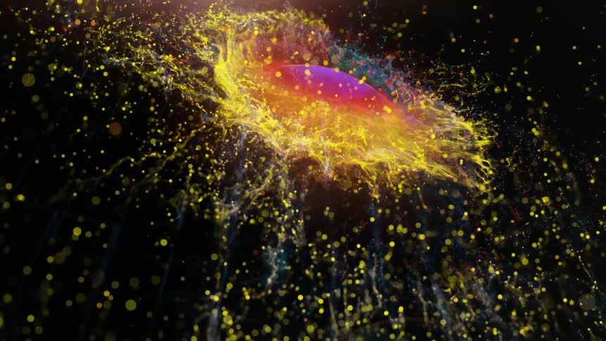 Circle explodes into orange liquid