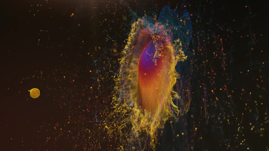 A graphic image of paint splashing into new colors