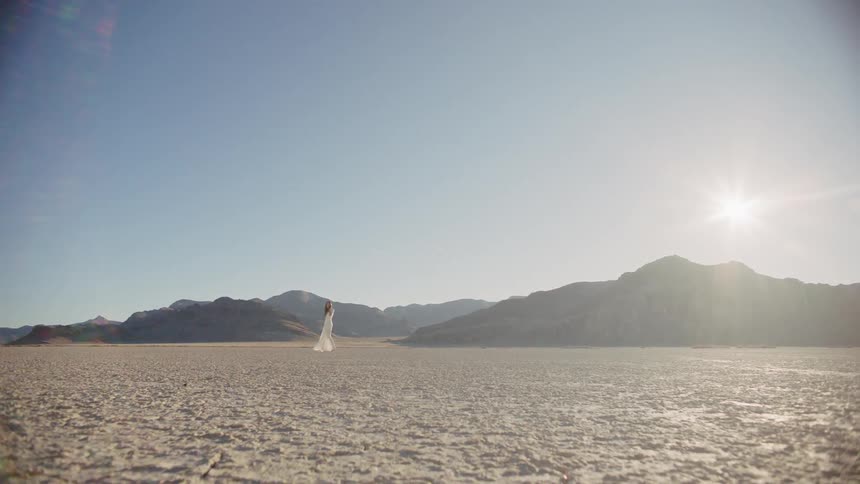 Woman wearing dress in outside in the dessert