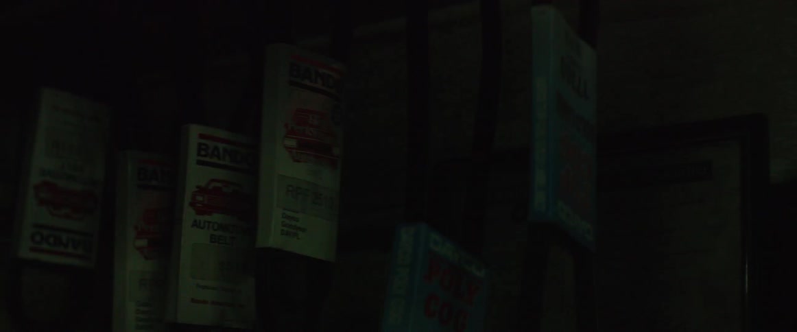 Lights flicker in dark room showing label items