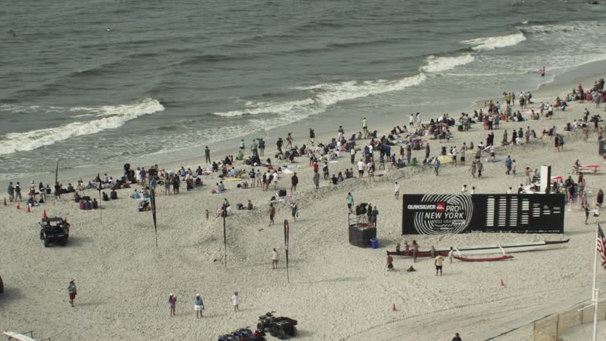 People are standing on the beach