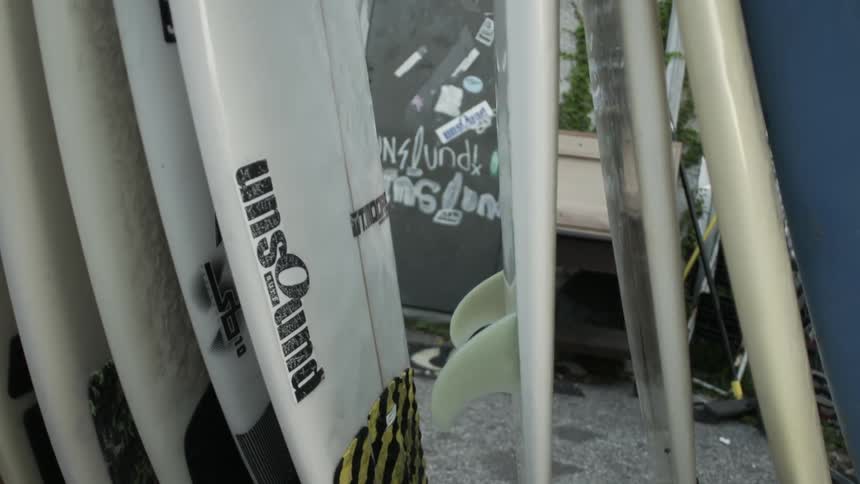 Surfboards are shown
