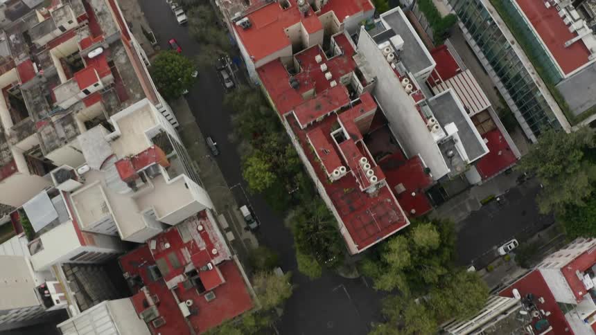 Buildings stand in a city