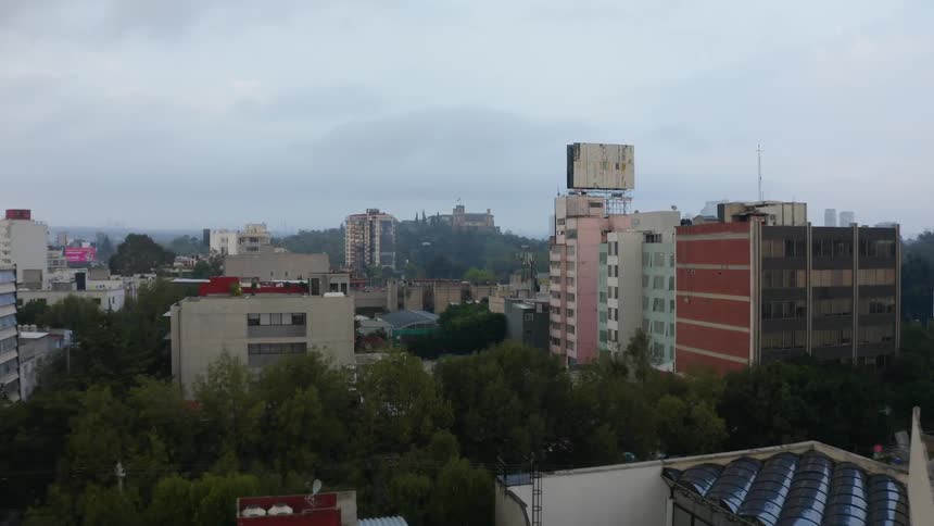 Rooftop condos on tall city buildings