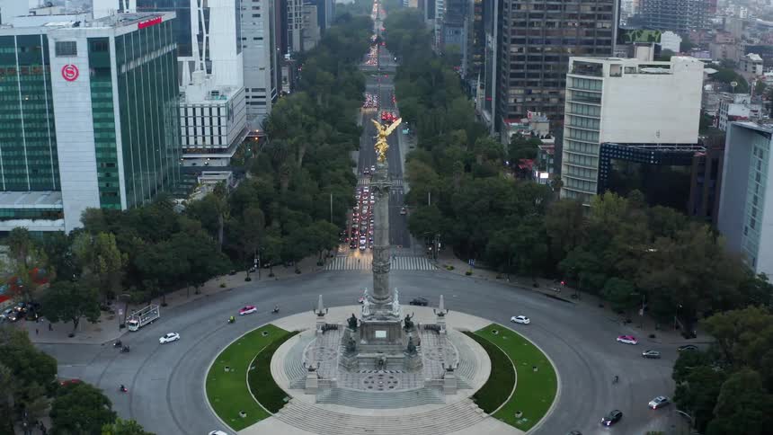 Cars driving a roundabout in a city