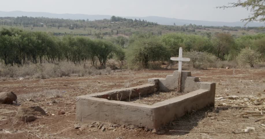 A grave and cross in the wilderness