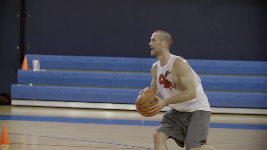 A person playing basketball