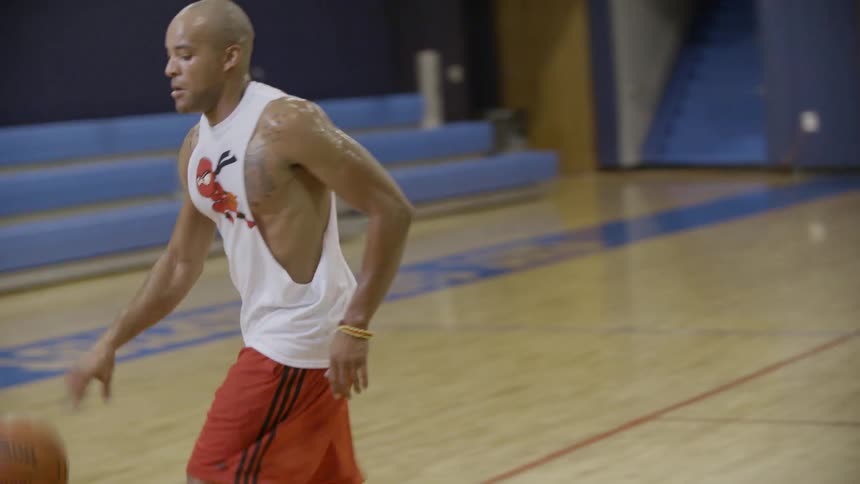 A person playing basketball