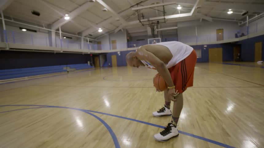 A person playing basketball