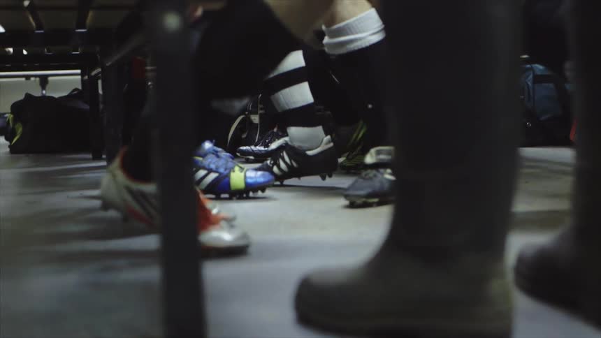 A footage of football player leg