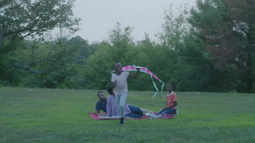 A family since together on a blanket