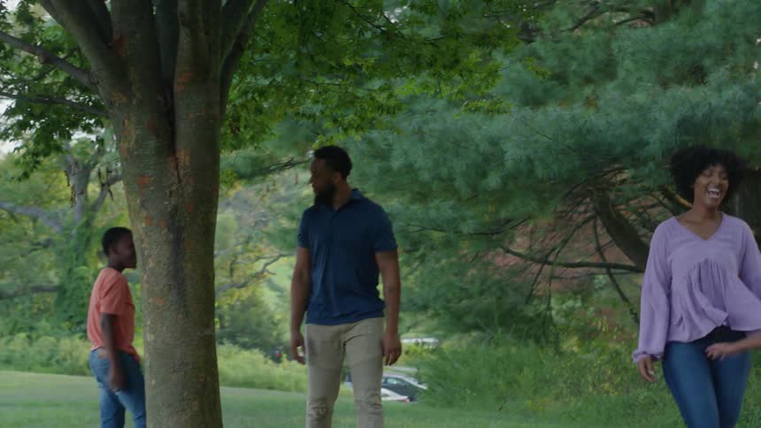 A family walk together in nature