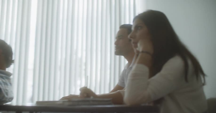 A woman presents her ideas to a classroom