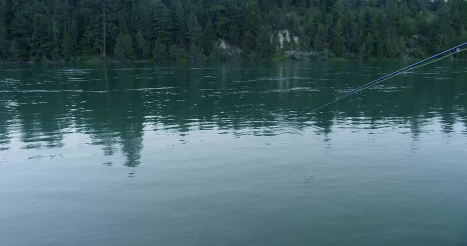 Person fishing on lake next to the forest by daytime