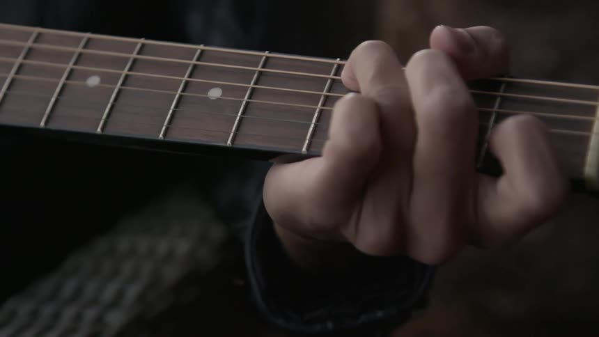 A person playing a guitar