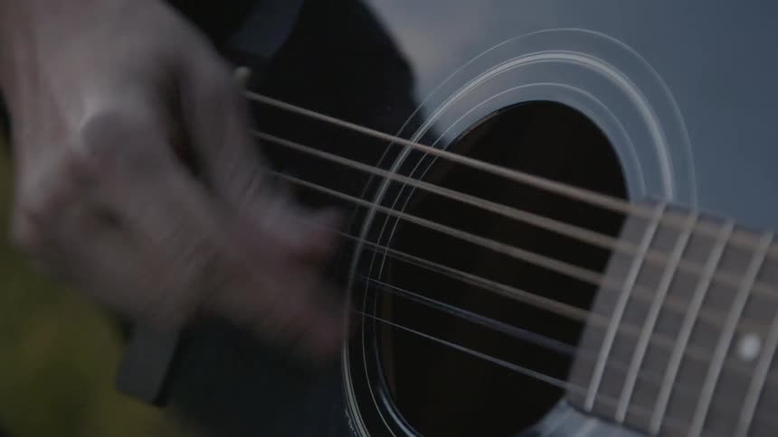 A man is playing the guitar