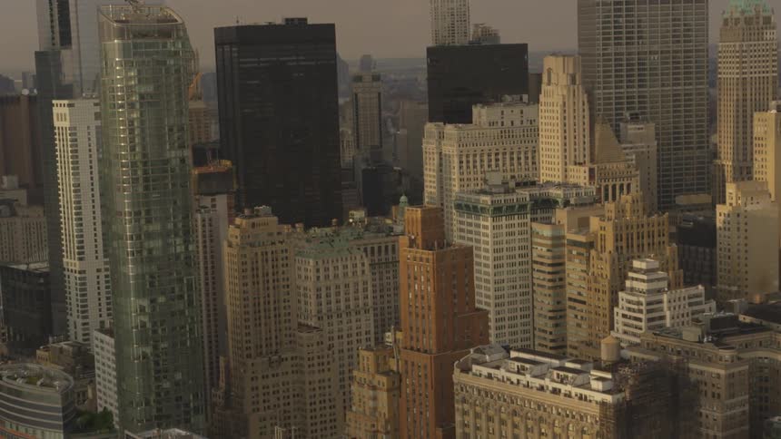The skyline of a huge city moves by