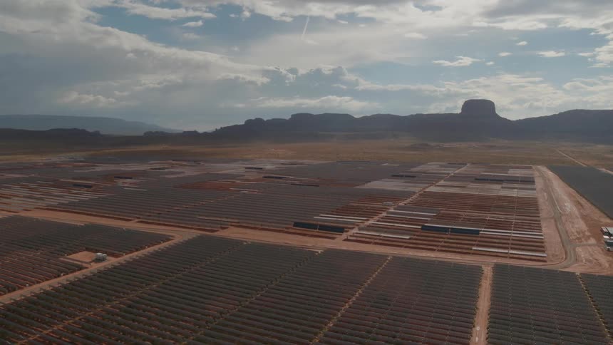 The fields are covered with solar farms