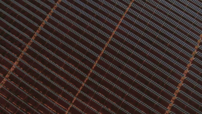 The solar farm is large and full of sun