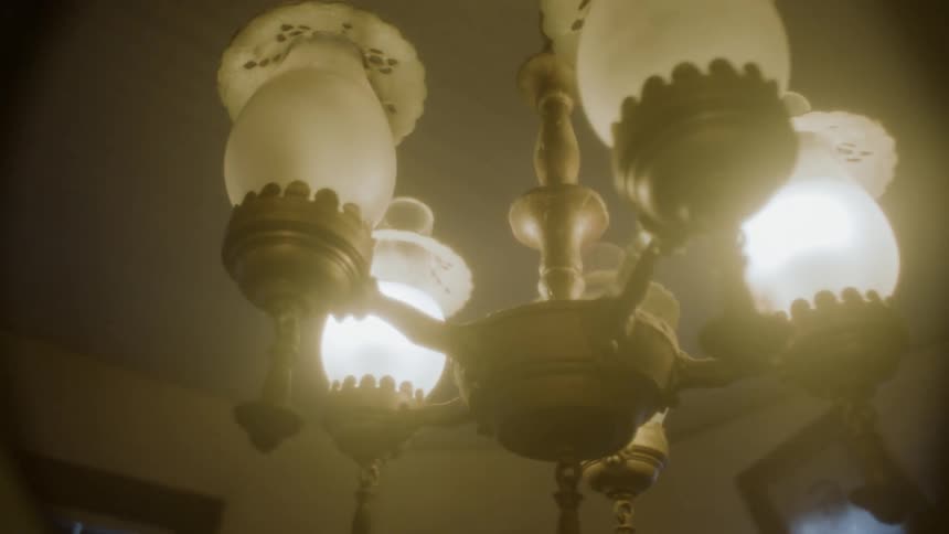 Lights flashing in vintage chandelier