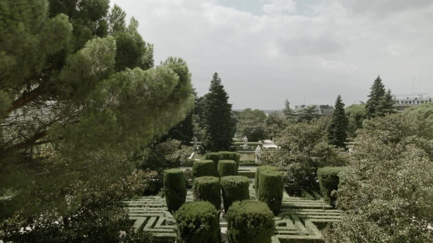 The lawn and trees are green