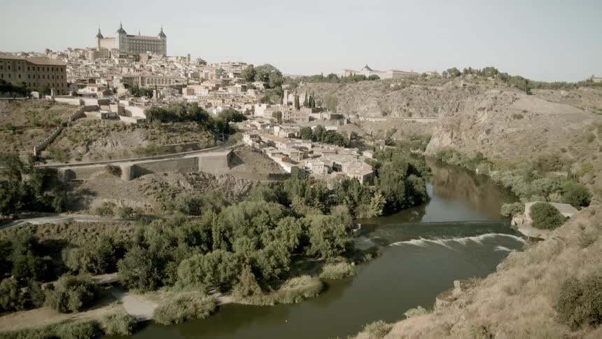 Views of a river with the city in the background