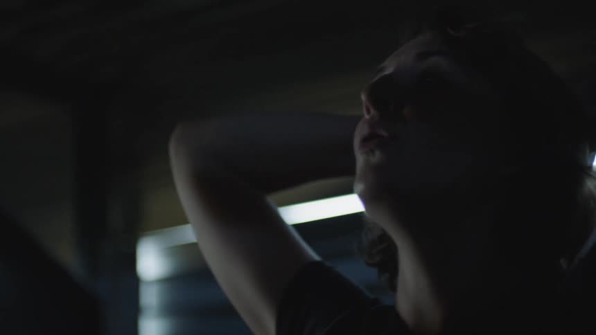 A woman breathing and resting