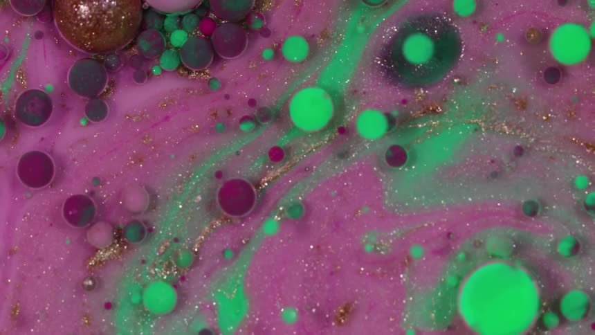 Colorful paint bubbles and flows