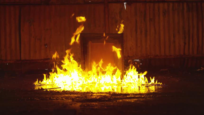 A pool of liquid quickly catches fire