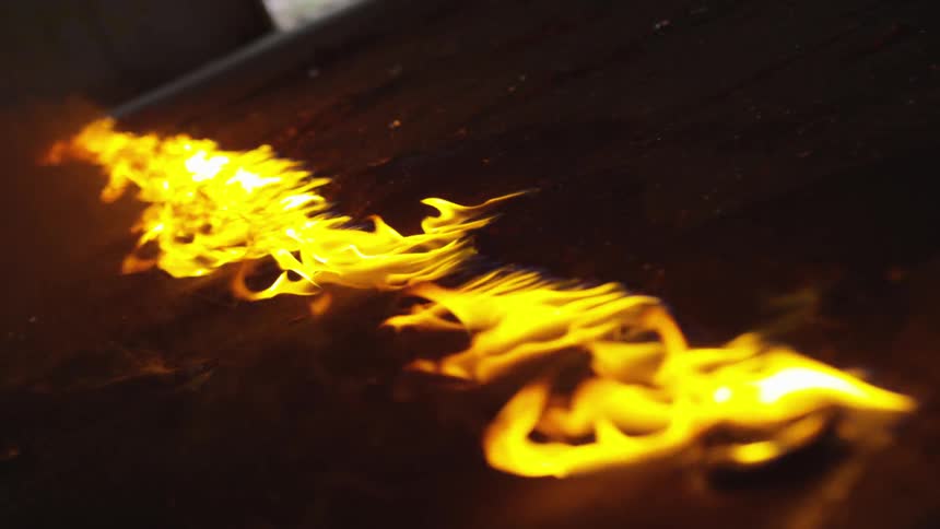 A fire burning on the ground