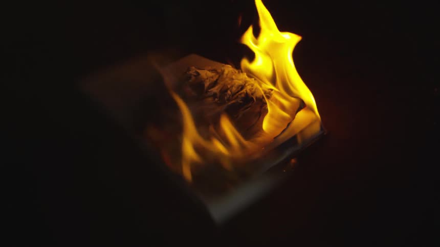 A piece of wood burning