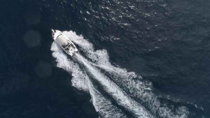 A boat cutting through the water