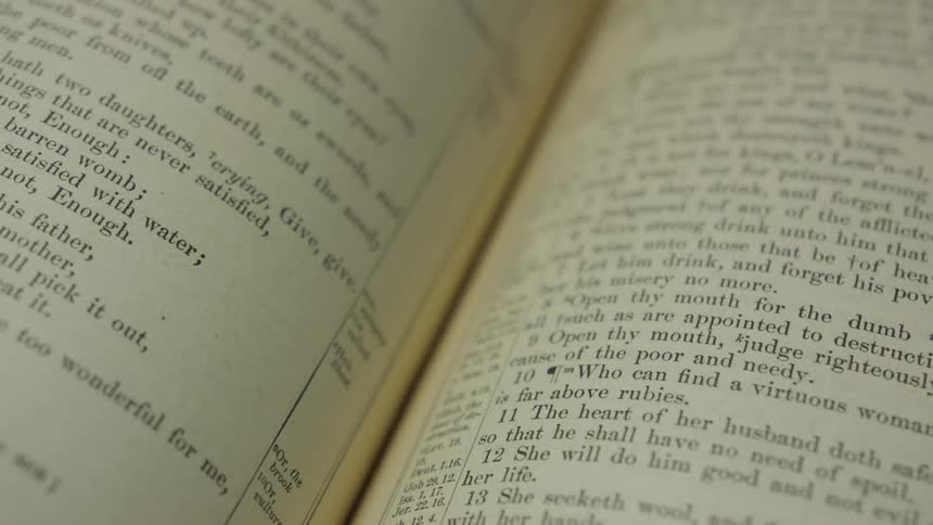 Close view of pages of a bible